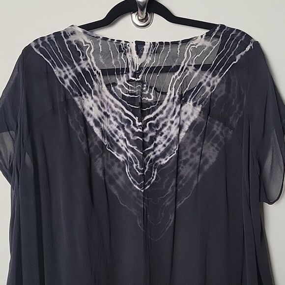 NWT Gypsy 05 Silk Cover Up XS Swim Beach Tunic Sheer Boho Sexy Black Tye Dye - Picture 6 of 7